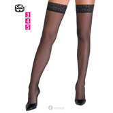 Cottelli halterloze kousen met 6 cm brede kanten boord en siliconen rand – Zwart 20 den