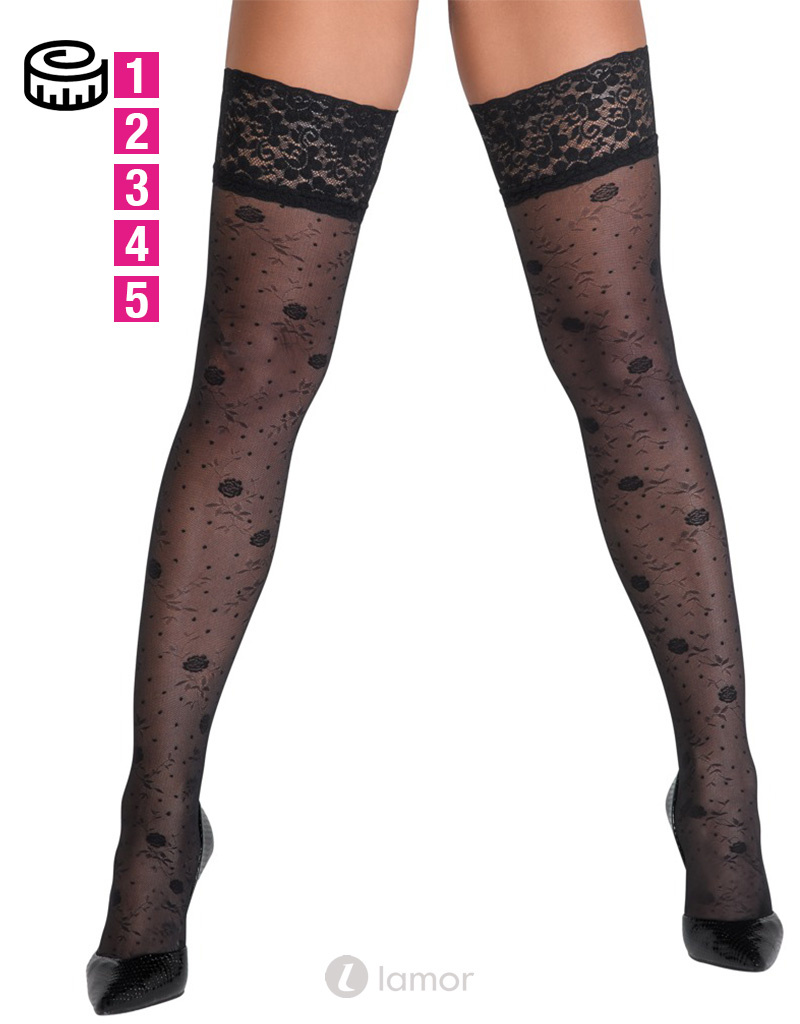 * COTTELLI LEGWEAR Halterloze kousen met rozenmotief, CC 2520710 afbeelding