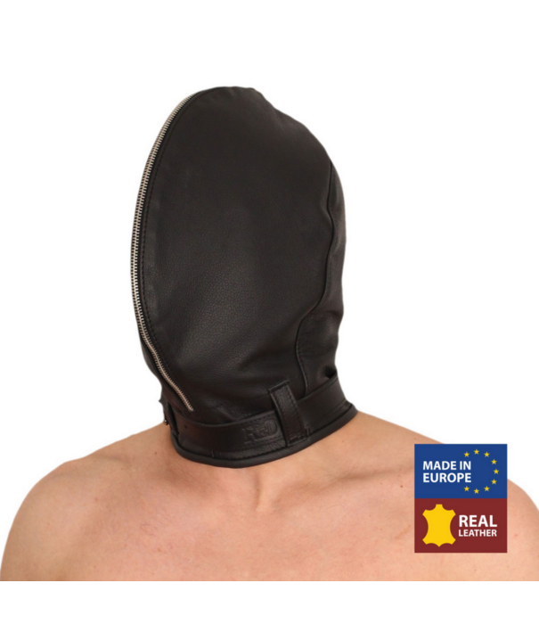 Red Leather Sensoriale Leren Balaclava - Zwart