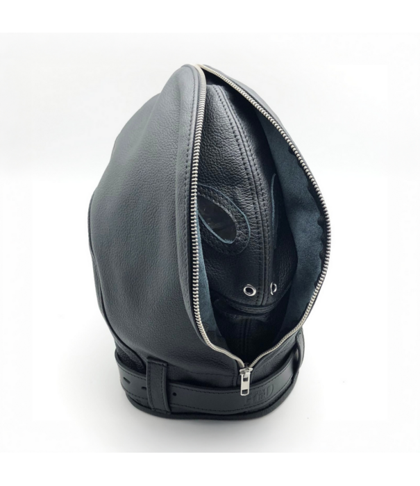 Red Leather Sensoriale Leren Balaclava - Zwart