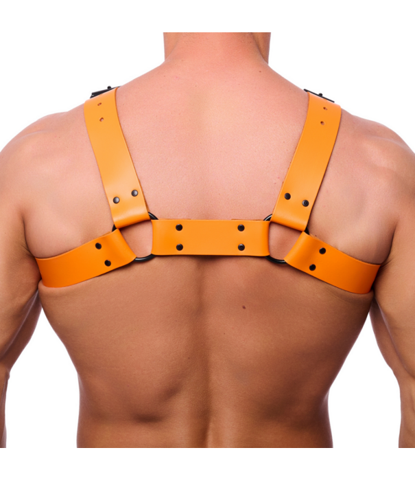 Red Leather Bulldog Leren Harnas - S/M - Oranje