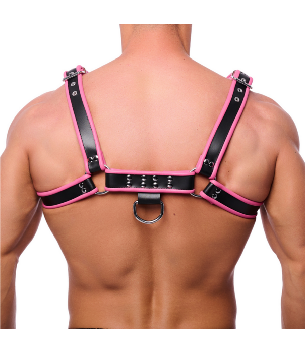 Red Leather Premium Leren Harnas - S/M - Zwart/Roze