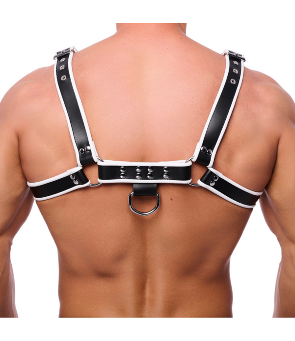 Red Leather Premium Leren Harnas - S/M - Zwart/Wit