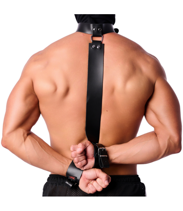 Red Leather Leren Bondage Halsband voor Handen - Zwart