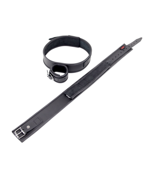 Red Leather Leren Dijen- en Handboeien - Zwart