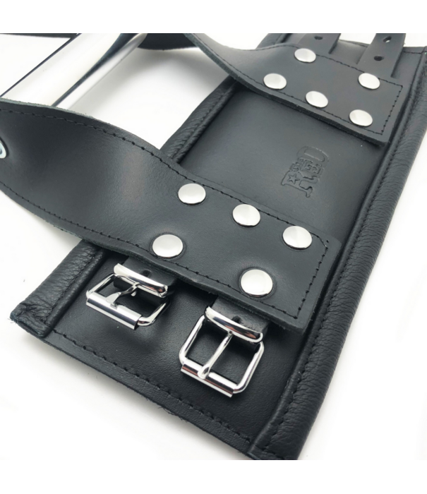 Red Leather Deluxe Leren Opschorting Handboeien - Zwart