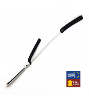 Whip - Metaal en Leer - 70,5 cm - Zwart/Zilver