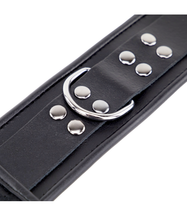 Red Leather Leren Hals- en Handboeien - Zwart