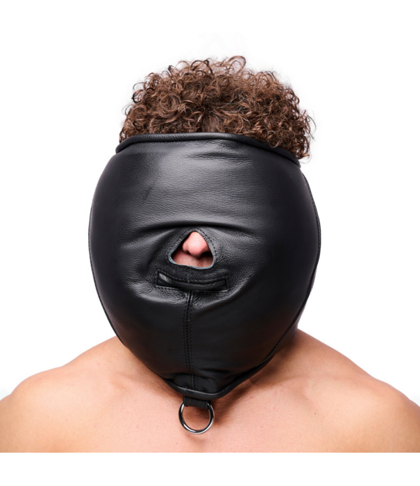 Red Leather Gevoerde Leren Sensorische Kap - Zwart