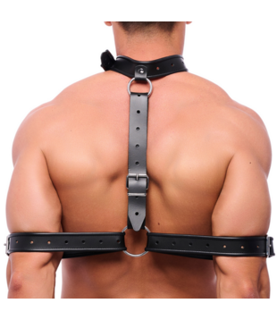 Leren Arm Bondage Ketting - Zwart