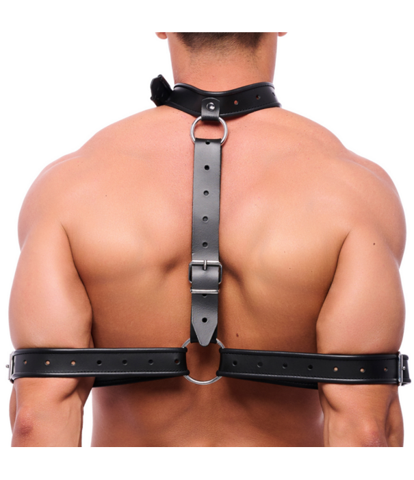 Red Leather Leren Arm Bondage Ketting - Zwart