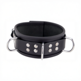 Leren Ketting 3 D Ringen - Zwart