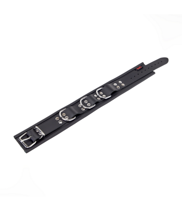 Red Leather Leren Ketting 3 D Ringen - Zwart