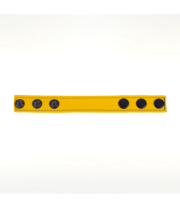 Red Leather Cocky - Verstelbare Leren Cockring - Geel