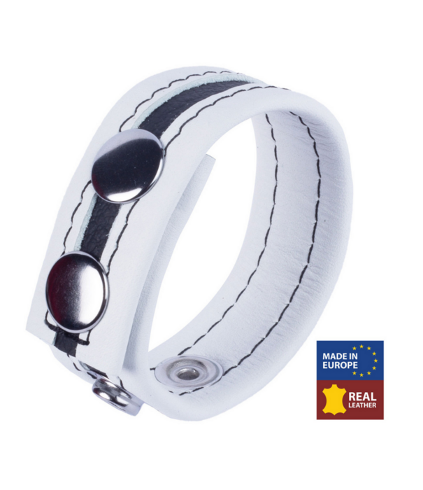 Red Leather Tippy - Leren Cockring - Wit