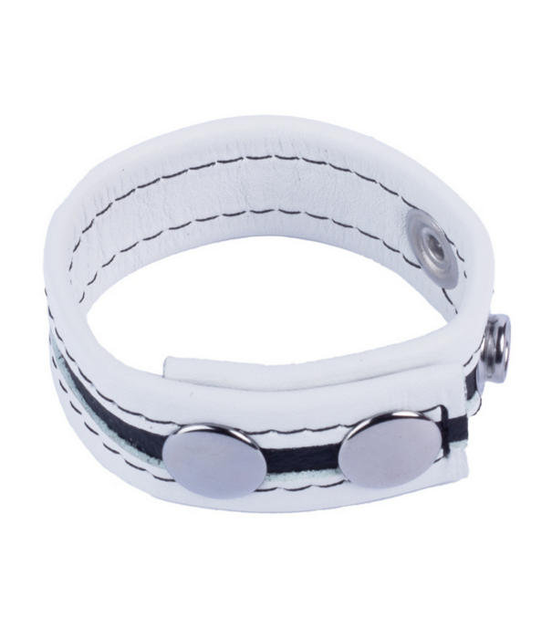 Red Leather Tippy - Leren Cockring - Wit