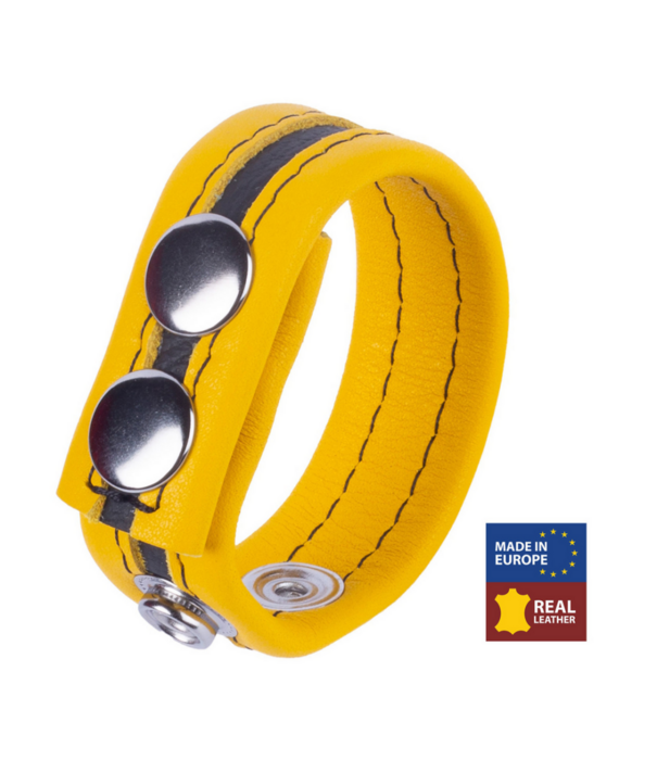 Red Leather Tippy - Leren Cockring - Geel