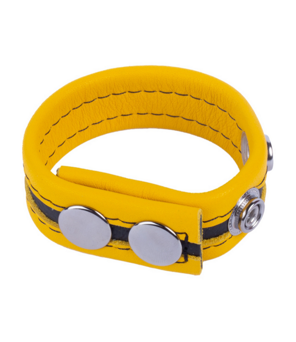 Red Leather Tippy - Leren Cockring - Geel