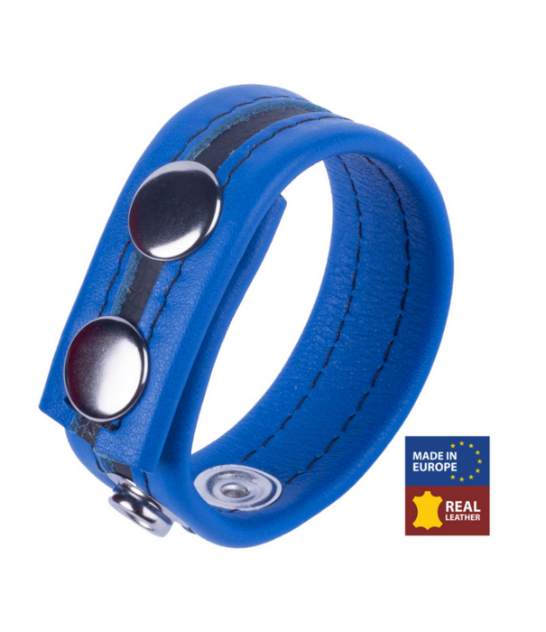 Red Leather Tippy - Leren Cockring - Blauw
