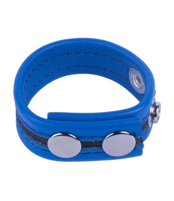 Red Leather Tippy - Leren Cockring - Blauw