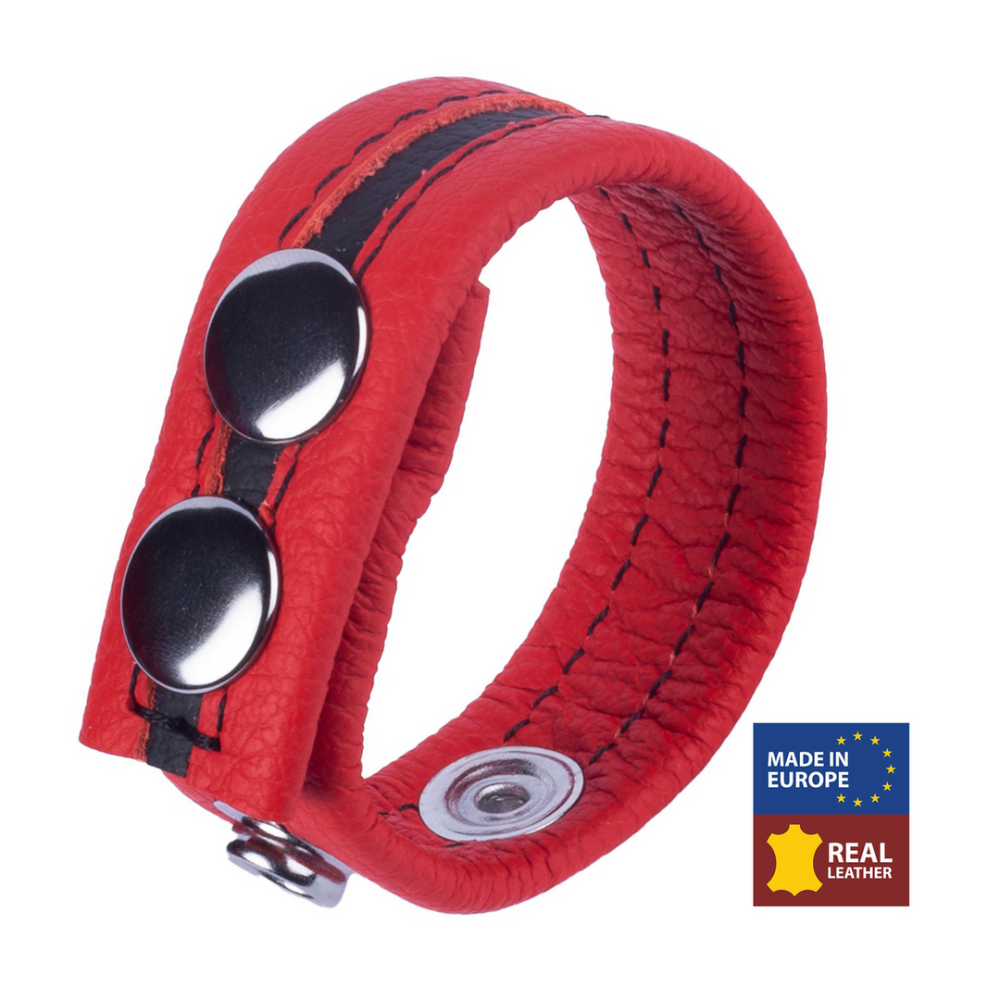 Red Leather Tippy - Leren Cockring - Rood afbeelding