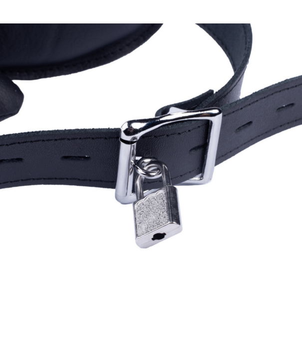 Red Leather Leren Gag - Zwart