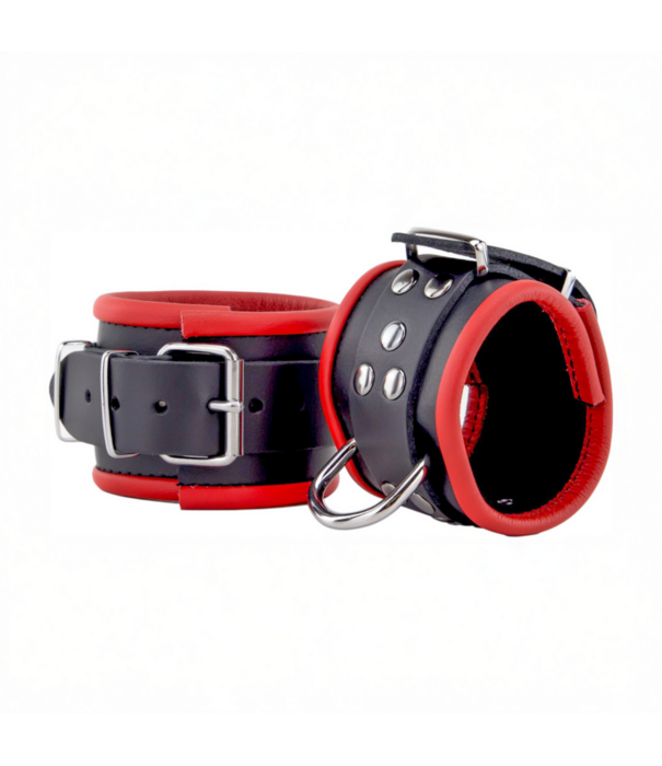 Red Leather Leren Handboeien - Rood/Zwart