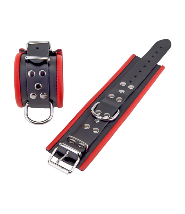 Red Leather Leren Handboeien - Rood/Zwart