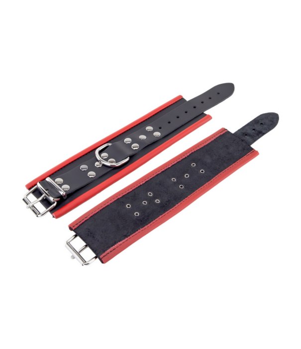 Red Leather Leren Handboeien - Rood/Zwart