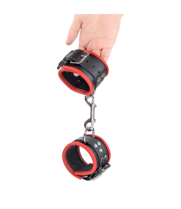 Red Leather Leren Handboeien - Rood/Zwart