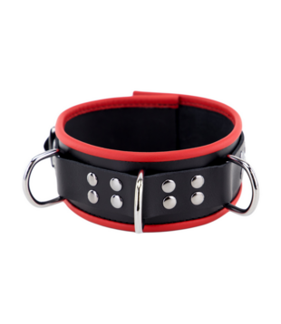 Leren Ketting 3 D Ringen - Rood/Zwart