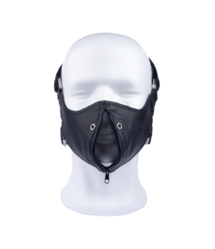 Leren Masker met Rits - Zwart