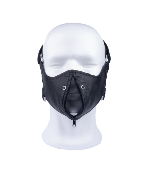 Red Leather Leren Masker met Rits - Zwart