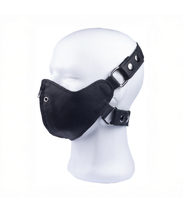 Red Leather Leren Masker met Rits - Zwart