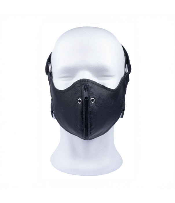 Red Leather Leren Masker met Rits - Zwart
