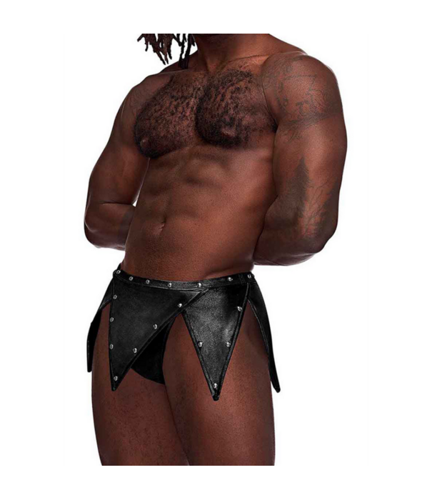 Male Power Eros - Gladiator Kilt Ontwerp met een Bevestigde Thong - L/XL - Zwart