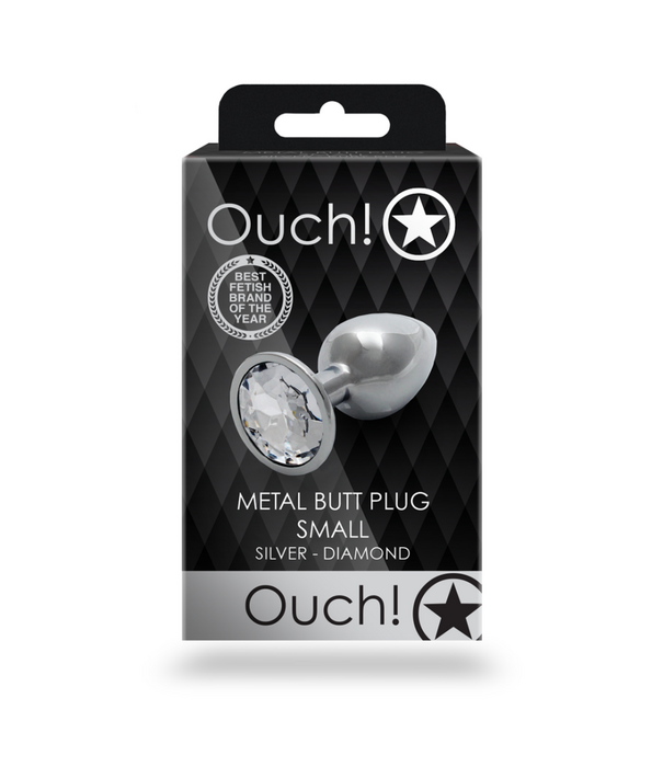 Ouch! by Shots Ronde Edelsteen Anale Plug - Klein - Zilver/Diamant