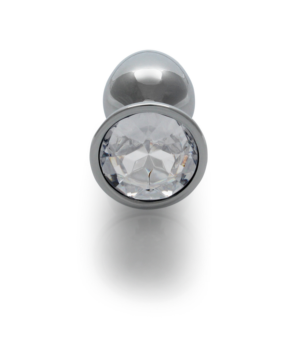 Ouch! by Shots Ronde Edelsteen Anale Plug - Klein - Zilver/Diamant