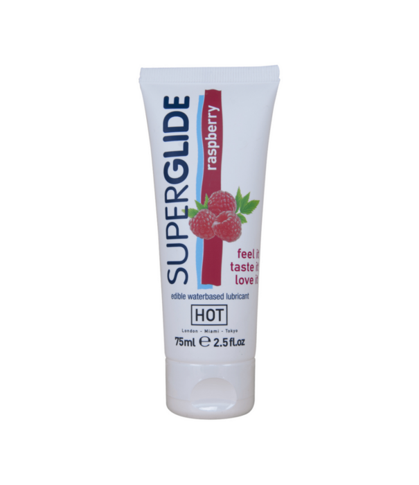 HOT Superglide - Eetbaar Waterbasis Glijmiddel - Framboos - 3 fl oz / 75 ml