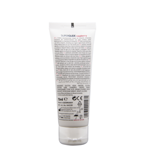 HOT Superglide - Eetbaar Waterbasis Glijmiddel - Framboos - 3 fl oz / 75 ml