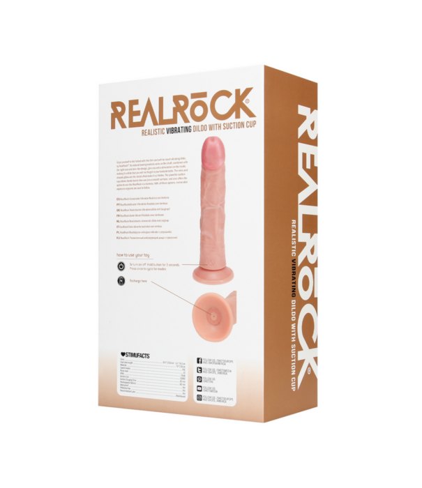 RealRock by Shots Vibrerende Reguliere Gebogen Dildo - 8 / 20,5 cm - Vlees