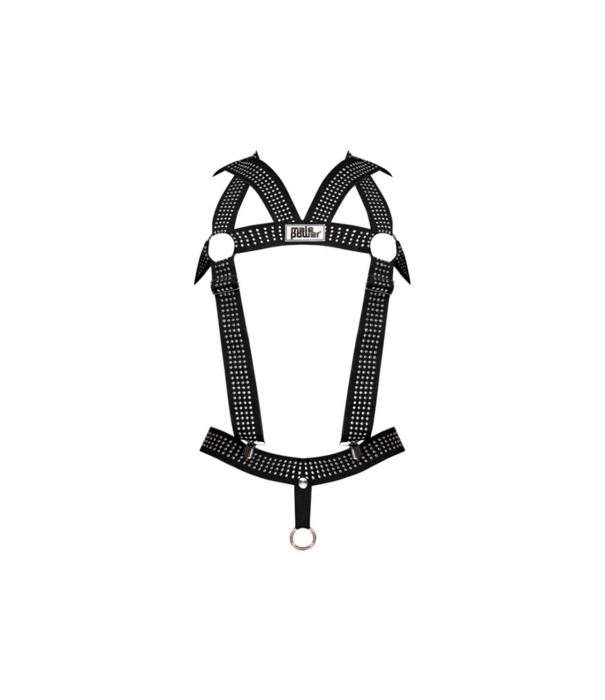 Male Power Elastische Harnas met Studs - Eén Maat - Zwart