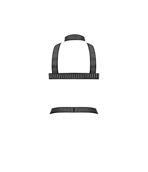 Male Power Elastische Harnas met Studs - Eén Maat - Zwart