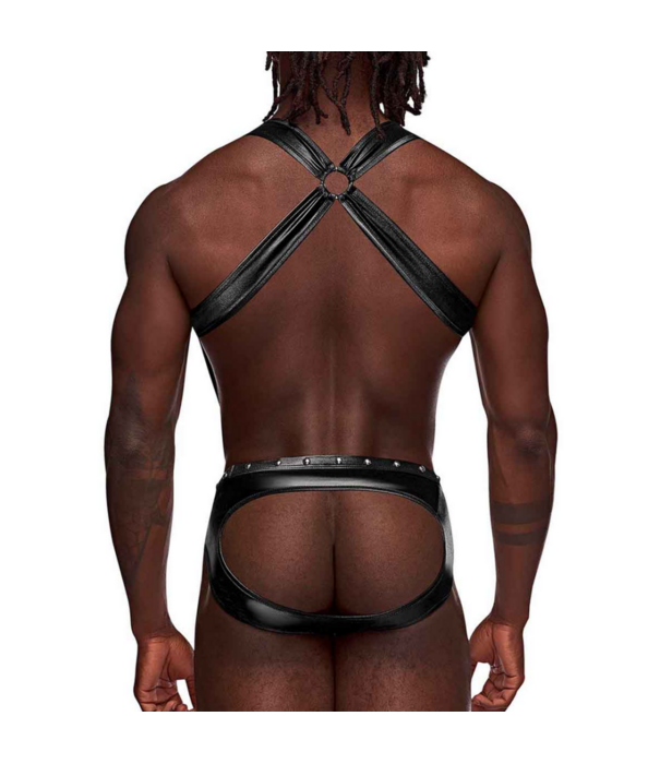 Male Power Uranus - Harness Style Open Back Jock Briefs met Suspender Straps - S/M - Zwart