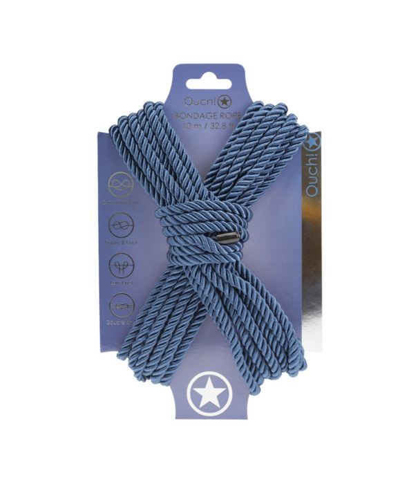 Ouch! by Shots Polyester Bondage Touw - 10 m - Marineblauw