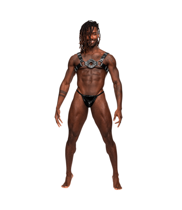 Male Power Libra - Imitatie Leren Harnas - One Size - Zwart