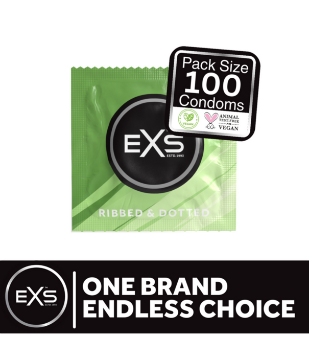 EXS EXS 3 in 1 - Geribbeld, Gevuld en Uitgebreid - Condoms - 100 Stuks