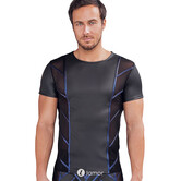 NEK  Shirt – Mattlook Zwart met Blue-Metallic Strepen