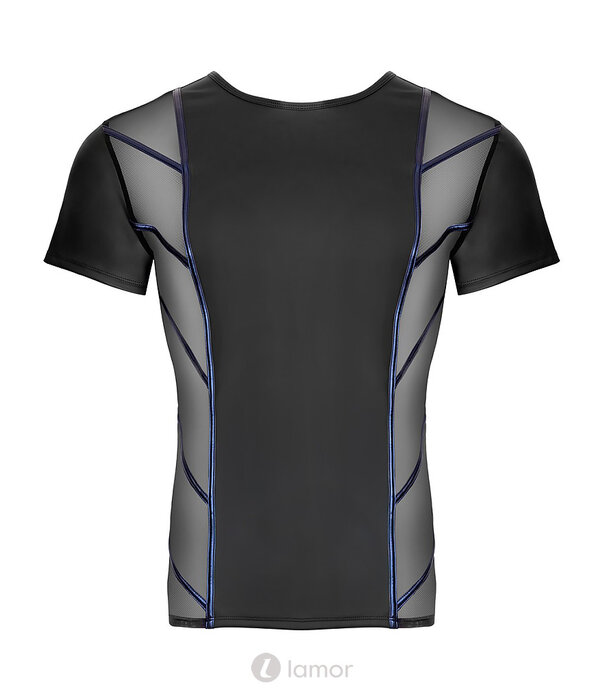 * NEK NEK  Shirt – Mattlook Zwart met Blue-Metallic Strepen