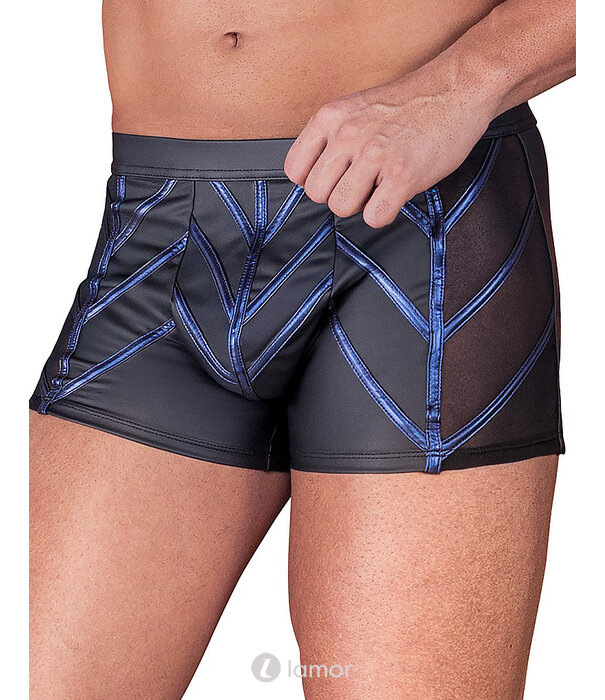 * NEK NEK Pants – Zwart Mattlook met Blue-Metallic Strepen